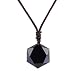 Blue Europa Black Obsidian Natural Stone Pendant with Adjustable Necklace