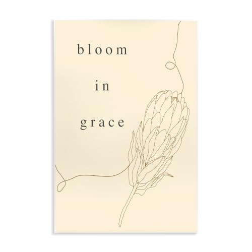 Stupell Industries Bloom In Grace Minimalistic Plant Blossom Line Drawing, Design by Lil' Rue, Yellow, 13 x 19