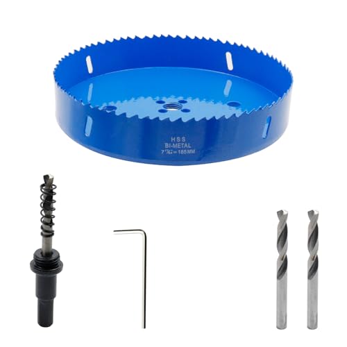 Image of Hole Saw Bi-Metal Saw 7-17 /64 inch /185mm Hole Cutter Drilling Tool with Twist Drill Bit L Hex Wrench for Wood Plasterboard Plywood Plastic