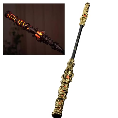 77 inch Long Black Myth Wukong Staff, Glowing, Ruyi Jingu Bang, 1:1 Restoration of Reality, Sun Wukong Staff, Beautifully Carved, Collecting Art