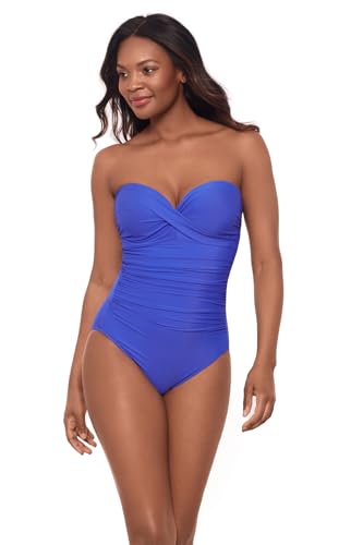 Miraclesuit Women’s Swimwear Rock Solid Madrid Bandeau Underwire Detachable Strap One Piece Swimsuit
