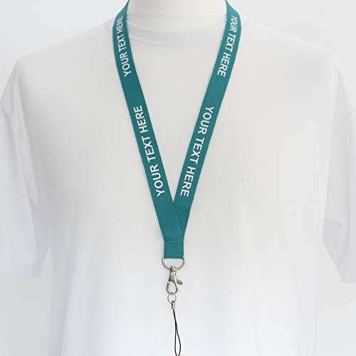 ROLSELEY Personalised Blue Dark Lanyard Neck Strap with Printed Custom Text (White/Silver) with Safety Breakaway
