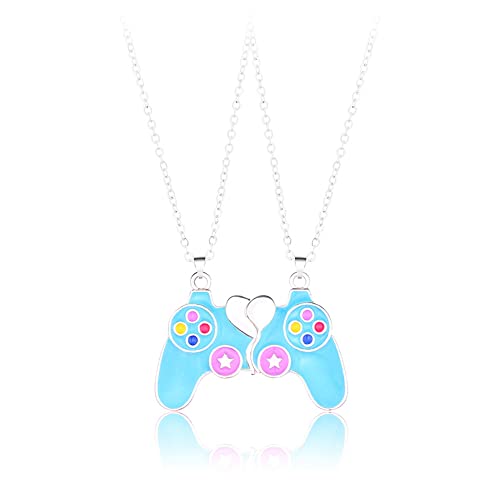 Couple Collier Magnétique Pendentif Console de Jeu, Collier d'amitier Manette de Jeu, pour Couple d'Amoureux, Meilleur Ami, Amitié Soeur Frère (Bleu) Cover