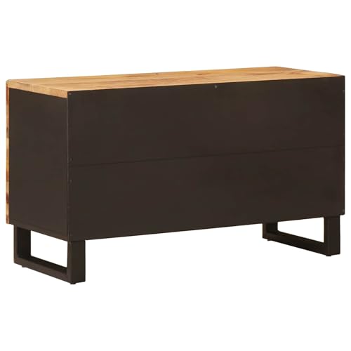 Console multimédia style industriel marron avec étagères - 6