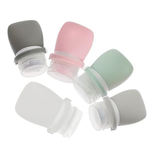 NULYLU 5 piezas Botellas de Viaje de Silicona Flexibles y Rellenables Prueba de Fugas para Champú Loción y Artículos de Tocador Colores Surtidos para Uso Cómodo y Seguro Viajes