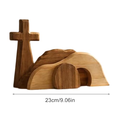 Décoration de tombe vide crèche de Pâques et Noël en bois - 3