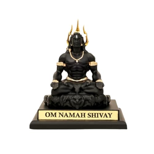 Image of eCraftIndia Adiyogi Lord Shiva Idol with Gold Plated Trishul | Om Namah Shivay Murti for Home Decor, Office Desk & Pooja | Spiritual Gift for Housewarming, Meditation & Festive