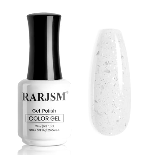 RARJSM Snow Glitter Gel Nail Polish Shiny Diamond Sparkly Chunky Jelly Milky White...