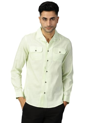 Image of Thomas Scott Men's | Solid | Full Sleeve | Regular Fit | 100% Cotton | Double Flap Pocket | Spread Collar | Casual Shirt