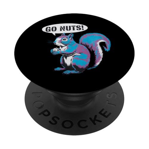 Diseño colorido de dibujos animados de ardilla divertida Go Nuts PopSockets PopGrip Adhesivo