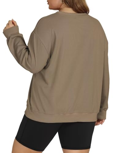 Image of ROSRISS Womens-Plus-Size-Sweatshirts Oversized Long Sleeve Shirts Trendy Crew Neck Pullover Sweaters Casual Tops XL-5XL