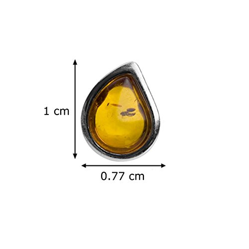Amber Sterling Silver Teardrop Stud Earrings #TOP2