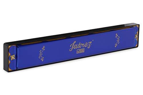 Image of JUAREZ Junior JJ24HL 24 Holes Harmonica Key of C Scale | Mouth Organ | Cover - Aluminium | Comb - Abs | Reed - Brass Blue