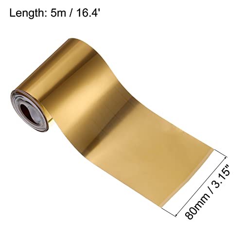 Image of uxcell Waterproof Peel and Stick Decorative Tape Self Adhesive 3.15 inch W x 16.4'L PVC Removable Tape for Wall Edge Glossy Gold Tone (Thickened Style)