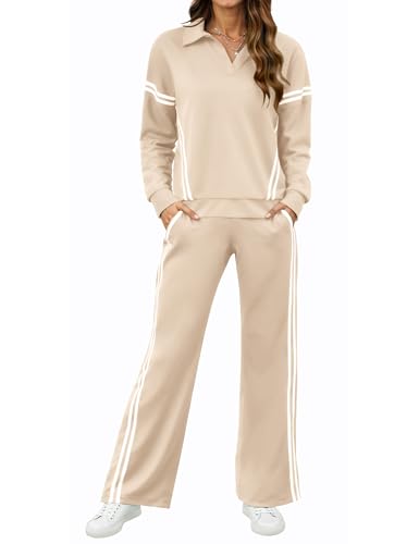 SHESHOW Womens Lounge Sets 2 Piece Outfits Tracksuit 2-Stripes Wide