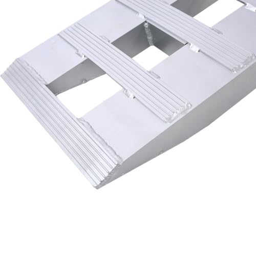 Rampas de carga de aluminio, capacidad pesada de 6600 lb para ATV, UTV, motocicletas, camiones y remolques, juego de rampas plegables portátiles de 72 pulgadas con ranuras antideslizantes, color plata miniatura 5