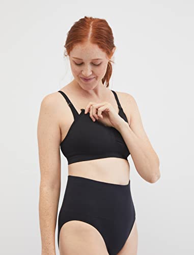 Motherhood Maternity Women's Wireless Clip Down Seamless Nursing Bra for Breastfeeding, Black, Large