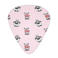Lot de 12 médiators pour guitare basse électrique acoustique et électrique Motif animaux de la ferme - Les Beatles, Paul McCartney, John Lennon, RIngo Starr, George Harrison