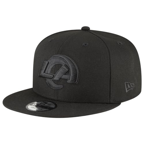 New Era NFL 9FIFTY Black On Black Adjustable Snapback Hat Cap One Size Fits All (US Alpha One Size Los Angeles Rams)