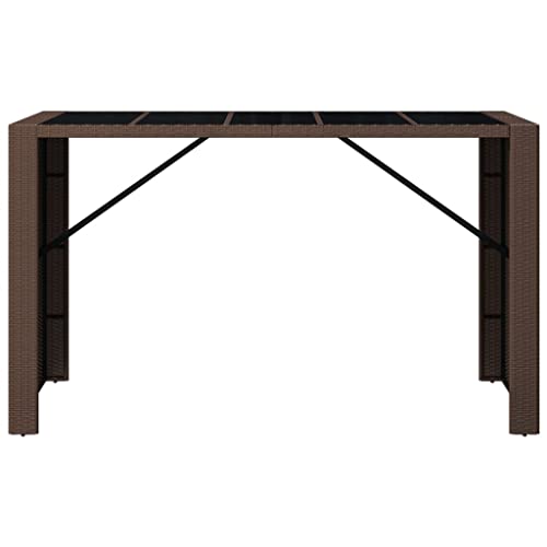 Mesa de bar exterior en ratán polivinílico marrón y superficie de cristal premium 5