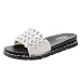 Dasongff Sandales et Nu-Pieds Femme Talon Compensé Plat plage dames sandales mode pour femmes pantoufles sandales cristal chaussures décontracté bohème Chaussure de Piscine Femme, blanco, 39 EU