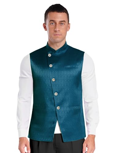 Gilet jacquard homme veste indienne Nehru chic à boutons traditionnels