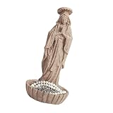 Dcaknri Elegante Dame von Lourdes Statue Gebet Rosenkranzhalter Tablett Harz Handwerk katholische Jubiläen und spirituelle Verwendung katholisches Geschenk