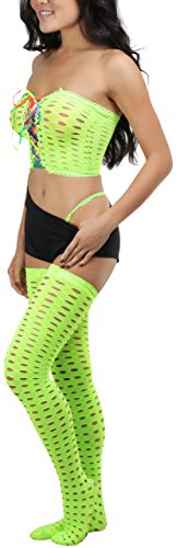 Image of ToBeInStyle Women's Crochet Lace Up Tube Top with G-String and Thigh Hi