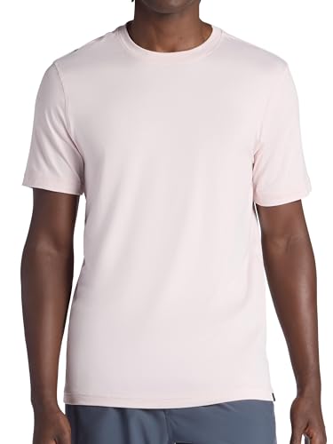 Gaiam Men’s Everyday Basic Crewneck Top, Standard Fit, Stretch Midweight Material, Crystal Pink, X-Large