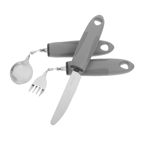 Alipis 1 Juego De Tenedores Y Cucharas Para Con Discapacidad Cubiertos Con Mango Antideslizante Cubiertos Adaptables Para Pacientes Con Ancianos Cucharas