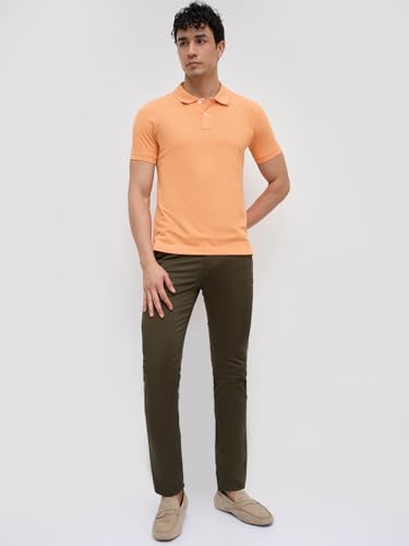 Image of Parx Men Regular Fit Solid Pattern Cotton Polyester Blend Half Sleeve Polo Neck Casual T-Shirt