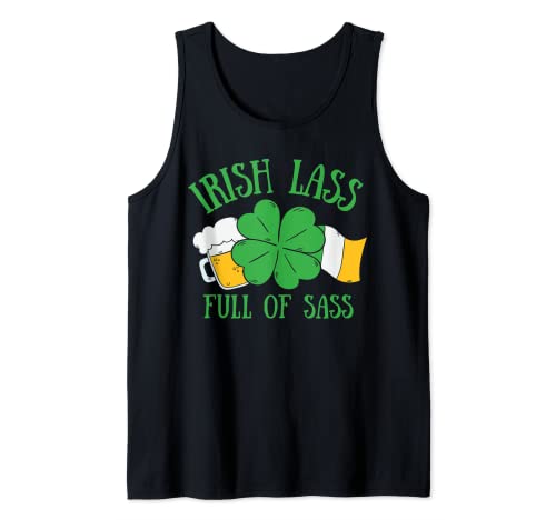 Divertido St Patricks Camisa Camión Irish Lass Full Sass Shamrock Camiseta sin Mangas