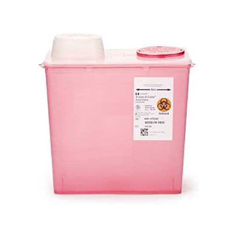 Monoject Medium 8 Qt. Sharps Disposal Container, Chimney-Top, Red - 8881676285 Cover