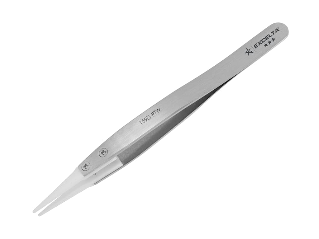 Excelta - 159D-RTW - Pinzas - Punta reemplazable - Recta -Tres Estrellas - Puntas de Acetal, 0.06 pulgadas de Altura, 0.91 cm de Ancho y 3.81 cm de Longitud