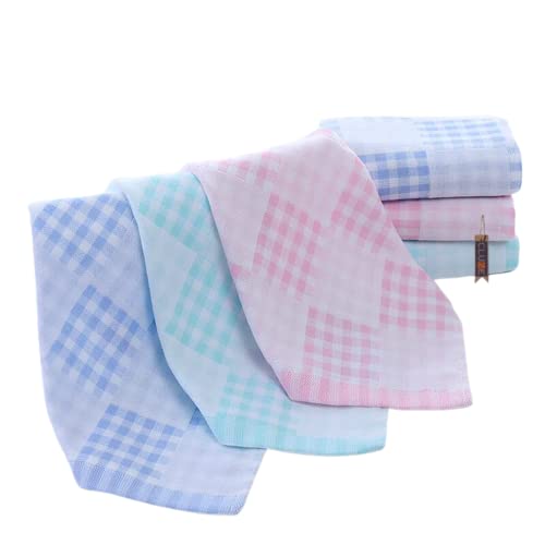 Bamboo Cotton Checks Printed Women Handkerchief Soft Hankies for Girls Boys Students Kids(Multicolor) (25x25 cm)