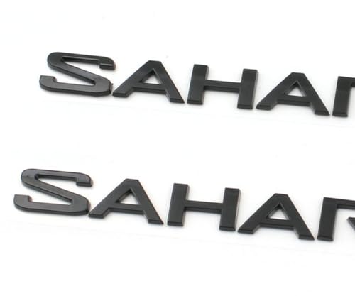 2PCS Sahara Door Fender Emblem Compatible with 2018-2024 Wrangler JL 3D Letter Nameplates (Gloss Black)