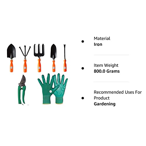 Kraft Seeds Gardening Tool Kit - 7 Pcs (Hand Cultivator, Hand Fork, Big Hand Trowel, Small Hand Trowel, Hand Weeder, Garden Hand Gloves, Pruner) | Sturdy And Durable Essential Tools for Home Gardens
