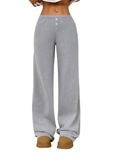 ZAFUL Women's Straight Leg Sweatpants Elastic Knit Yoga Pants Casual Loose Lounge Trousers