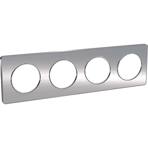 Plaque Aluminium brossé Odace Touch 4 postes horizontal vertical 71mm