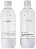Sodastream Bouteille de gazéification Bouchon blanc Plastique sans BPA Transparent/blanc 1 L 9 x 9 x 26 cm Lot de 2