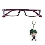 TLSDDTY Zenin Maki Eyeglass Frames + Keychain, Anime Cosplay Costume Props Accessory Without Lens Glasses Purple
