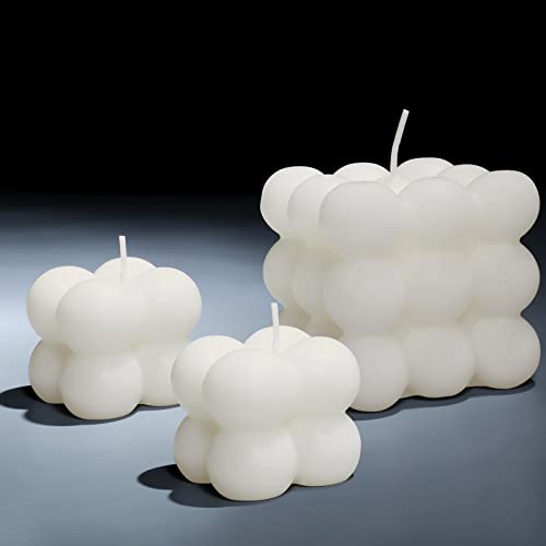 3 Pieces Bubble Candles Bendy Candles Bubble Candles Cute Candle Funky Candle Candles Aesthetic Shaped Candle Handmade Decorative Candle for Bedroom Bathroom Wedding (Cube Candles)