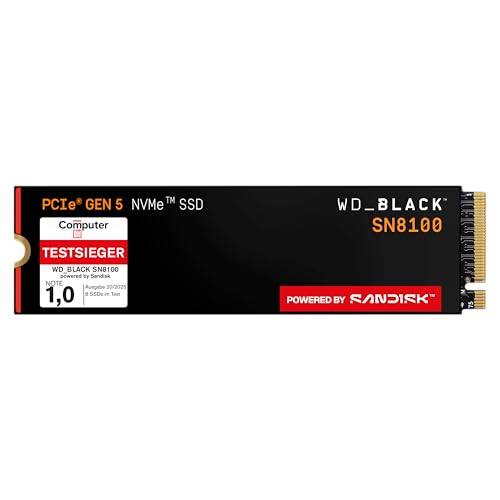 WD_Black SN8100 1 TB, M.2 2280, PCI-Express 5.0 ×4, 14.900 MB/s Lesen, 11.000 MB/s Schreiben