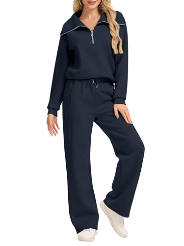 Motarto Womens 2 Pcs Outfits Sweatsuit Set Oversized Lapel Half