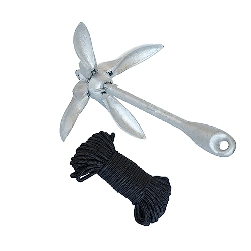 Mikikit Folding Galvanized Anchor for Rubber Boats Durable Anchor with High Strength for Inflatable Boat Use Convenient Carry Design for Fishing Activities