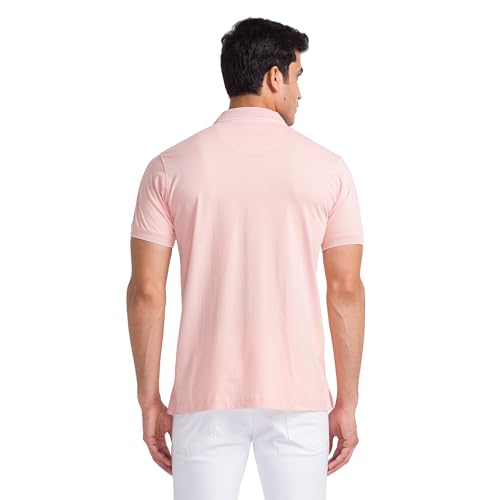 Image of Park Avenue Men Cotton Slim Fit Solid Pattern Polo Neck Casual T-Shirt