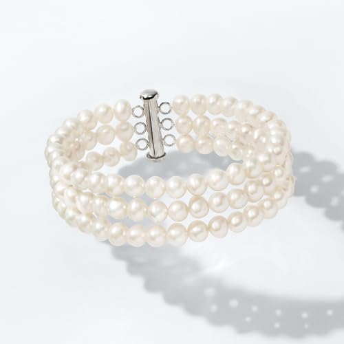 Ross-Simons 5-6mm Cultured Pearl 3-Strand Bracelet With Sterling Silver3