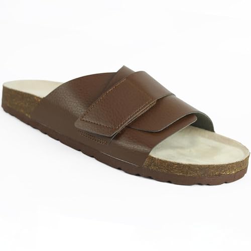 Image of NoStrain Men's Cork Sandals with Double Layered | Stylish Vegan Leather Sandals | Stylish, Comfortable & Sustainable | Environment Friendly | Casual and Formal Wear