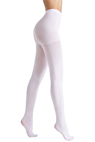 Leg Elegant Women's 80 Den Microfiber Soft Opaque Tights Pantyhose (White, S/M) #TOP6