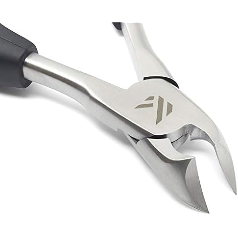 Toe Nail Clippers for Thick Nails – KLIPP Toenail Clippers Ingrown and Cuticle Nipper Trimmer Made of Rustproof Stainless Steel with Short Curved Blades, Ergonomic TPU Grips and Dual Spring Mechanism Cover